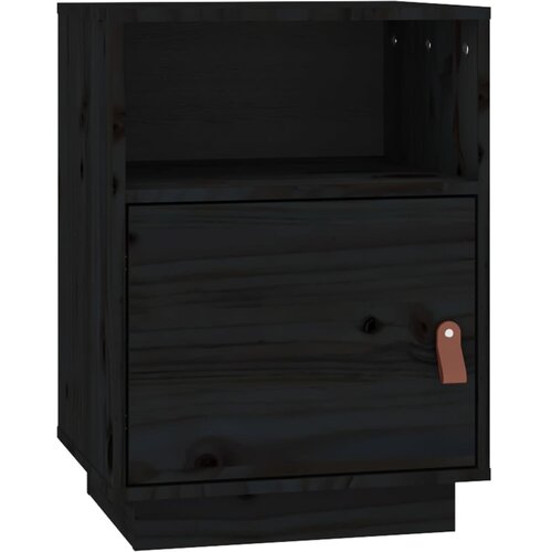  Noćni ormarići 2 kom crni 40 x 34 x 55 cm od masivne borovine Slike