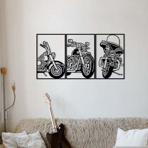 Wallity zidna dekoracija 3 Choppers, 100x50cm, Crna Slike