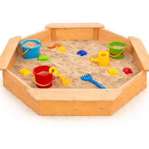 Kinder Home Dečiji drveni peskarnik – model sa 8 strana i 4 sedišta, 134,5×134,5 cm Cene