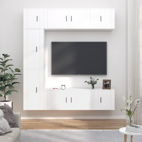  7-dijelni set TV ormarića bijeli od konstruiranog drva Slike