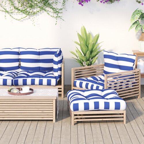 vidaXL Blazina za palete modre in bele črte 60x61,5x10 cm oxford blago Cene