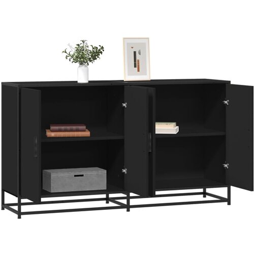 VidaXL Komoda črna 134x35x76 cm inženirski les Slike