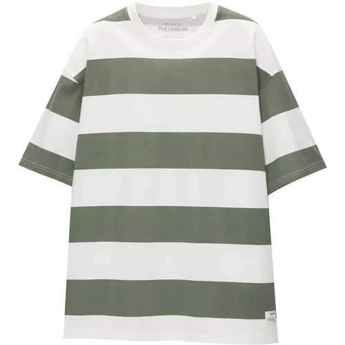 Pull&Bear Majica večbarvno zelena / bela
