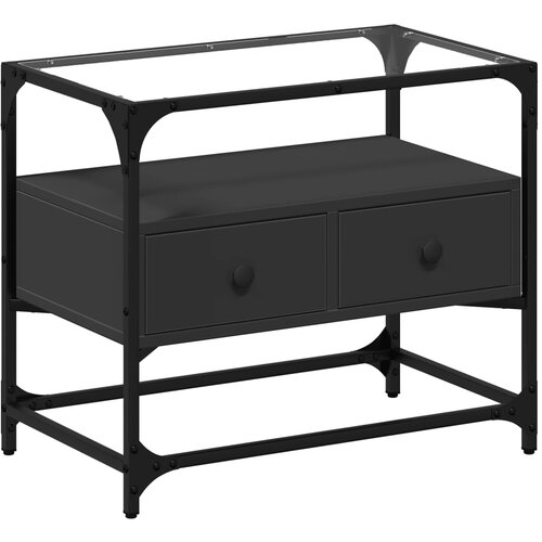 Maison Chic TV omarica - TV stojalo - Televizijska omarica s stekleno ploščo črna 80x35x51 cm inženirski les, (21698907) Cene