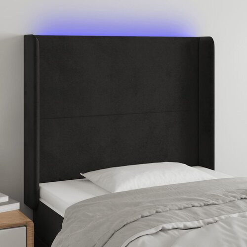 VidaXL LED posteljno vzglavje črno 83x16x118/128 cm žamet Slike