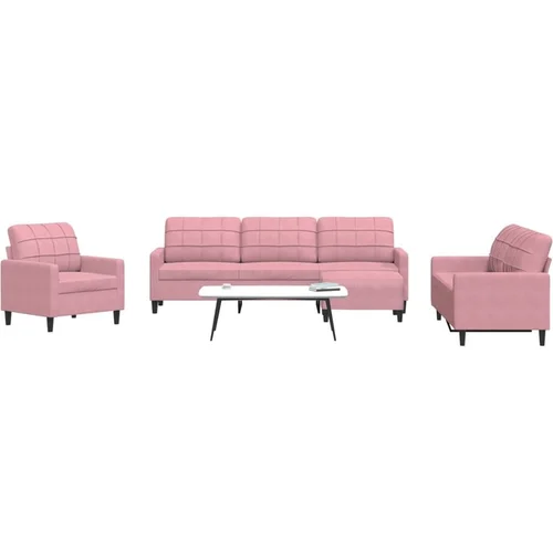 vidaXL 4-dijelni set sofa s jastucima ružičasti baršunasti