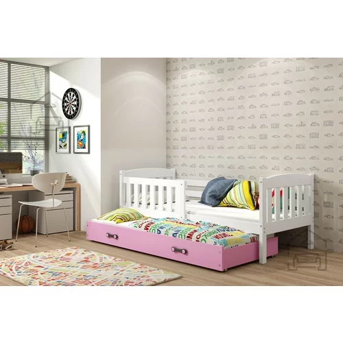 BMS Group Otroška postelja Kubus z dodatnim ležiščem - 90x200 cm - bela/roza