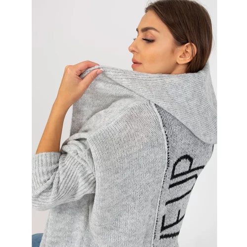 Fashion Hunters OCH BELLA gray knitted cardigan with a hood
