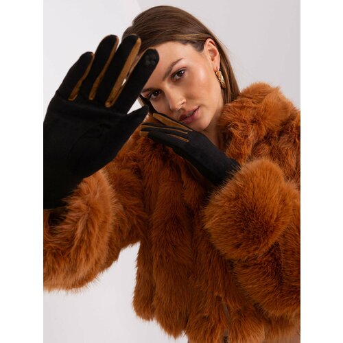 Fashion Hunters Black elegant gloves with knitted belt Slike