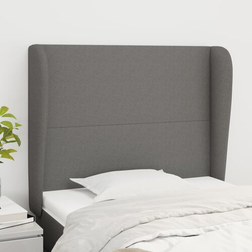 The Living Store vzglavje z u&amp;scaron;esi temno sivo 83x23x118/128 cm blago - vzglavje, (21418810) Slike