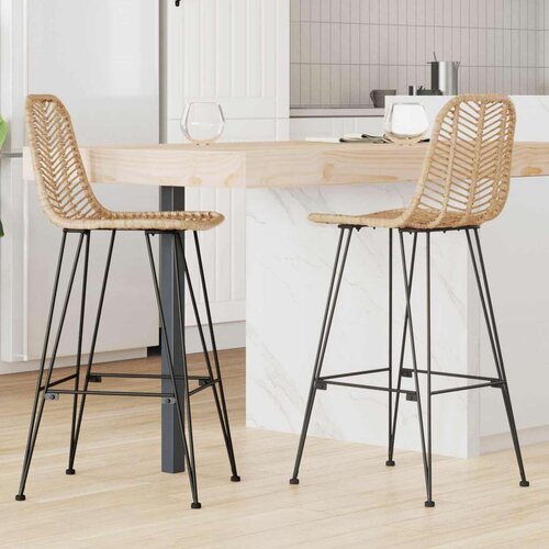  Barski stolac 2 pcs Prirodna 44 5 x 53 x 111 cm Ratan i čelik Cijene
