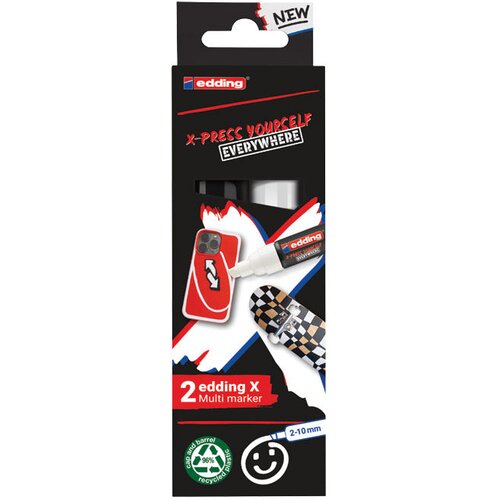  SET X MARKER 2-10 MM CRNO-BIJELI PK2 EDDING 6900 Slike