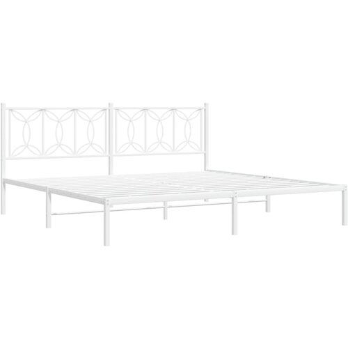 VidaXL Metalni okvir za krevet s uzglavljem bijeli 193x203 cm Slike