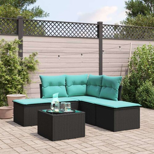 vidaXL 6-dijelni set vrtnih sofa s jastucima crni od poliratana Cene
