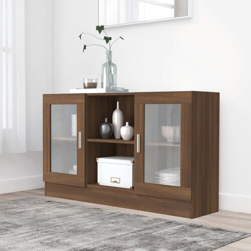VidaXL vitrina boja smeđeg hrasta 120x30,5x70 cm od konstruiranog drva Slike