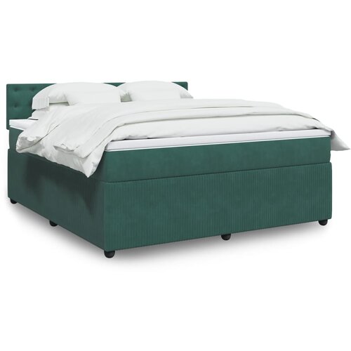 vidaXL Box spring postelja z vzmetnico temno zelena 180x200 cm žamet Cene
