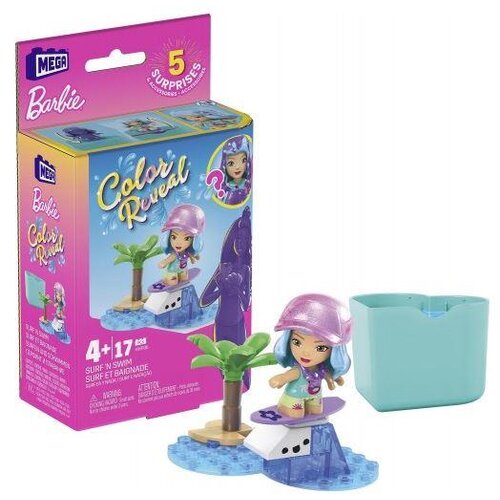 Barbie Mattel Mega Bloks - Mikro-lutka za surfanje in plavanje (HHP86), (21382309) Cene