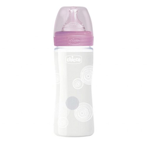 Chicco WB STAKLENA FLA&amp;Scaron;ICA 240ML, SILIKON, ROZE Slike