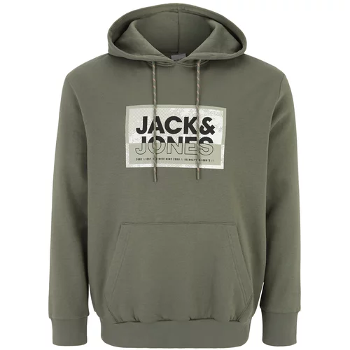 Jack & Jones Plus Majica 'LOGAN' kaki / oliva / črna