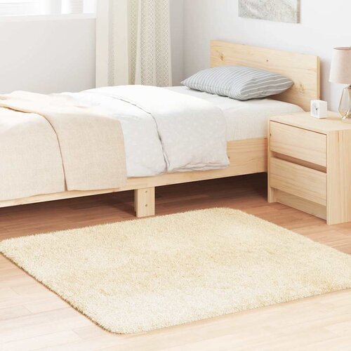 VidaXL Čupavi tepih s visokim vlaknima krem 120x120 cm poliester Slike