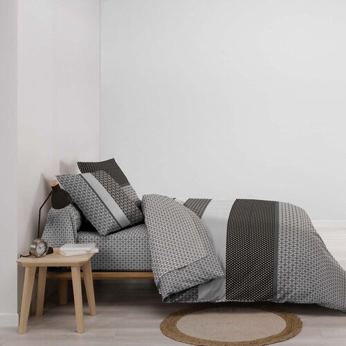 Douceur d int&amp;eacute;rieur Crno-bijela pamučna posteljina za bračni krevet/za produženi krevet s uključenom plahtom/6-dijelna 240x220 cm Meiko &amp;ndash; Slike