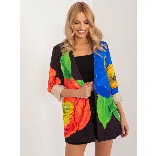 Fashion Hunters Black jacket with colorful print