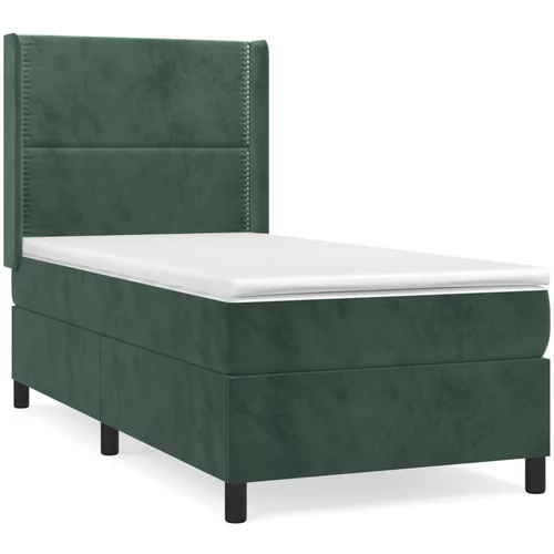vidaXL Box spring postelja z vzmetnico temno zelena 80x200 cm žamet, (20895867)