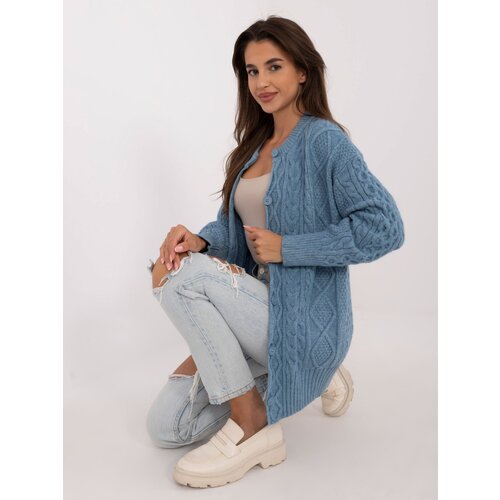 Fashion Hunters Blue loose cardigan with long sleeves Slike