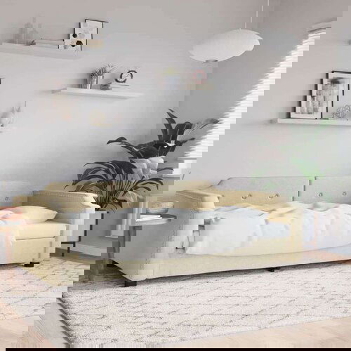  Dnevni krevet krem 100 x 200 cm od tkanine Slike