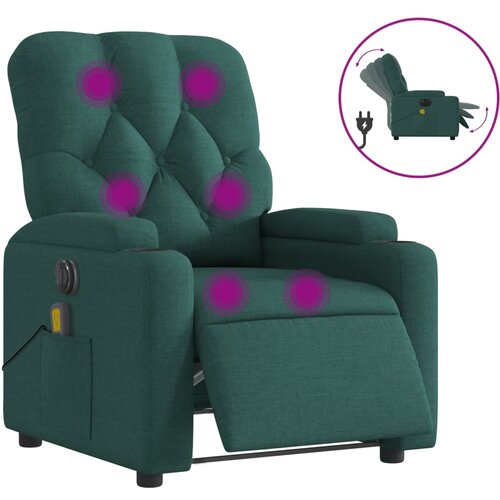 Maison Chic Električni masažni naslanjač - Relax naslanjač temno zeleno blago, (22134410) Cene