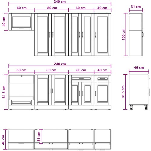  Kuhinjska jedinica PORTO 8 pcs Hrast sonoma Konstruirano drvo Slike