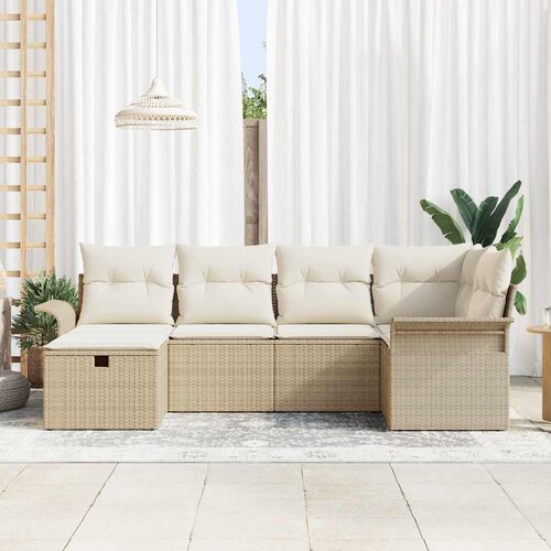  Sjedeća garnitura za vrt 6 kom. Poli ratan Crna 242,5 x 132,5 x 85 cm Slike