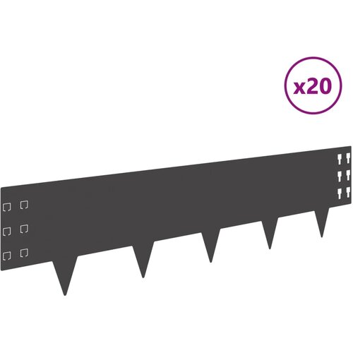  Ograda oko Travnjaka 20 kom. 100 x 25 cm Čelik Crna - Crna 20 25 cm Slike