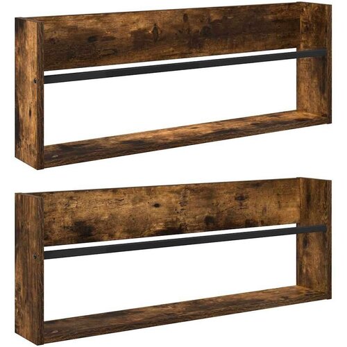  Polica za časopise Zidne 2 pcs Dimljeni hrast 80 x 12 x 30 cm Slike