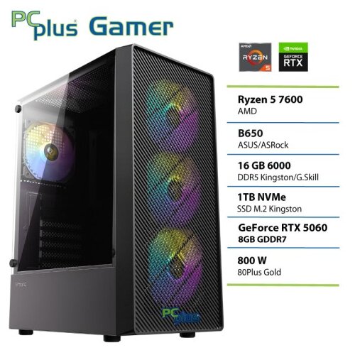 PCPLUS Gamer Ryzen 5 7600 16GB 1TB SSD RTX 5060 8GB gaming namizni računalnik Cene