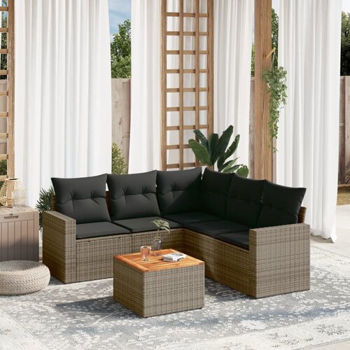 vidaXL 6-dijelni set vrtnih sofa od poliratana s jastucima sivi Cijene