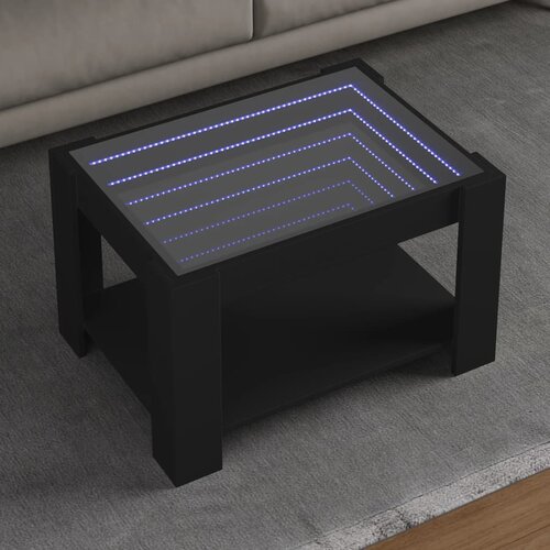 VidaXL Klubska mizica z LED diodami črna 73x53x45 inženirski les Slike