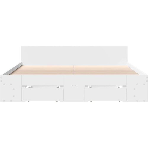 vidaXL Posteljni okvir s predali bel 135x190 cm inženirski les Cene