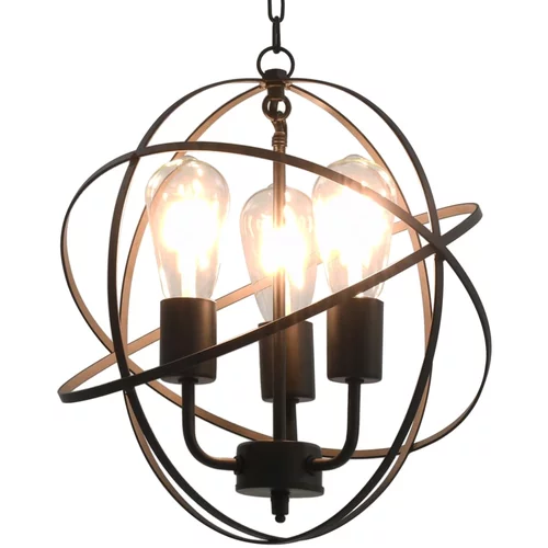 vidaXL Viseća svjetiljka crna kuglasta s 3 žarulje E27