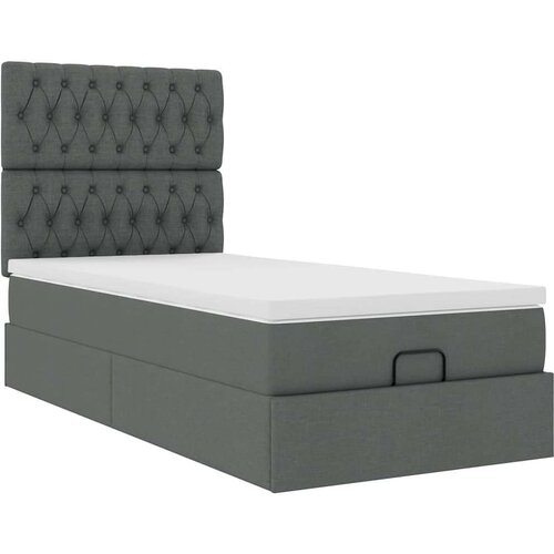 VidaXL otomanski okvir kreveta s madraca tamnosivi 80x200cm od tkanine Slike