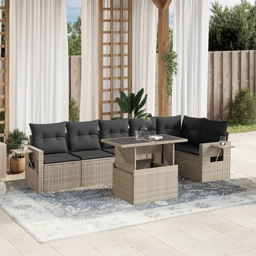 VidaXL 7-dijelni set vrtnih sofa svjetlosivi od poliratana Slike