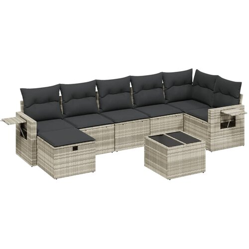 Maison Chic Seti vrtnega pohištva - Vrtna garnitura - Vrtni pohištvo set 8-delna z blazinami sv. siv poli ratan, (21800095) Cene