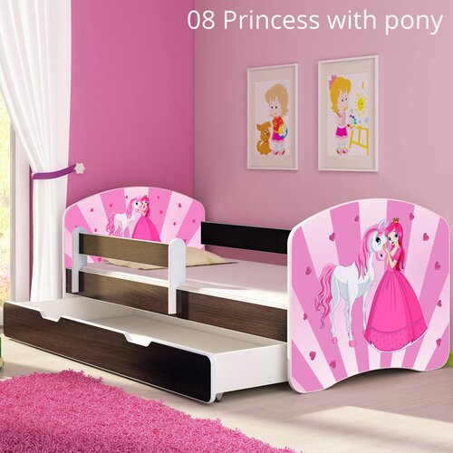 Dječji krevet ACMA s motivom, bočna wenge + ladica 140x70 cm 08 Princess with Pony Cijene