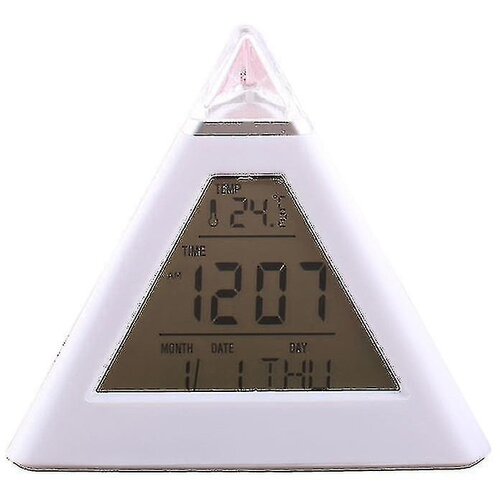 Venisymlis Digitalna Led Budilka 7 Barvno Spreminjajočih Se Svetlobnih Prikazovalnikov Časa In Temperature Piramidna Namizna Ura, (22060485) Slike