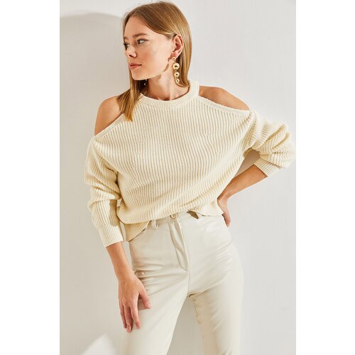 Bianco Lucci Women's Open-Shoulder Knitwear Sweater Slike
