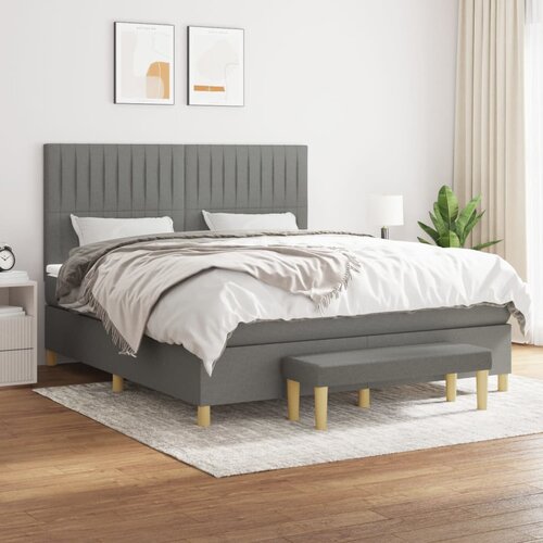 vidaXL Box spring postelja z vzmetnico temno siva 180x200 cm blago Cene