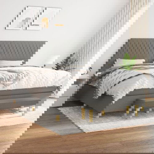 VidaXL Okvir kreveta s oprugama i madrac svjetlosivi 180x200cm tkanina Slike