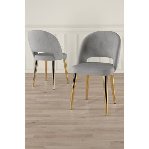 Hanah home set trpezarijskih stolica Pane 8 kom, siva tkanina Babyface, zlatne metalne noge Cene