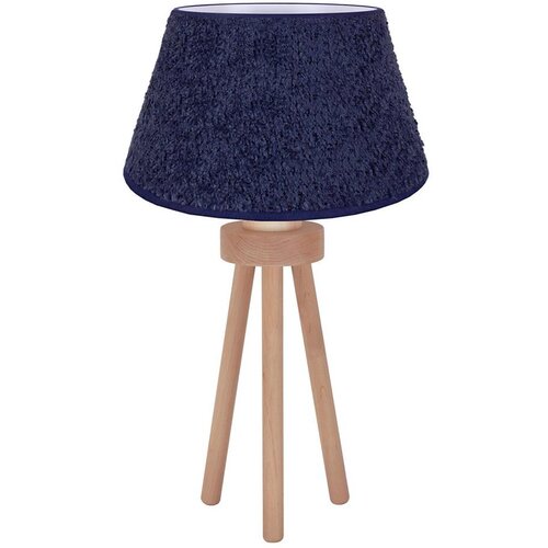  Duolla - Stona lampa BOUCLE 1xE27/15W/230V, prečnik 28 cm, plava/drvo Cene