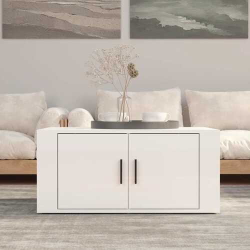 The Living Store Klubska mizica visok sijaj bela 80x50x36 cm inženirski les - Klubska Mizica, (21573817) Cene